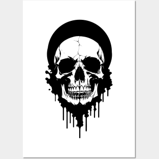 Black and White Skull Ink Art Posters and Art